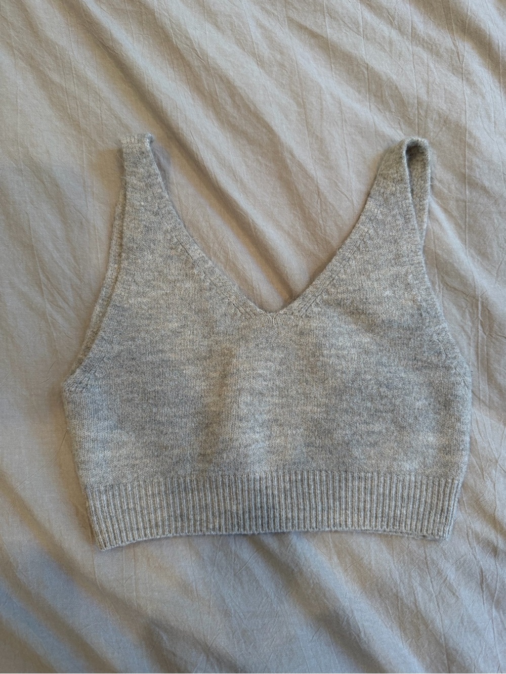 Knit V-Neck Bralette Crop Top